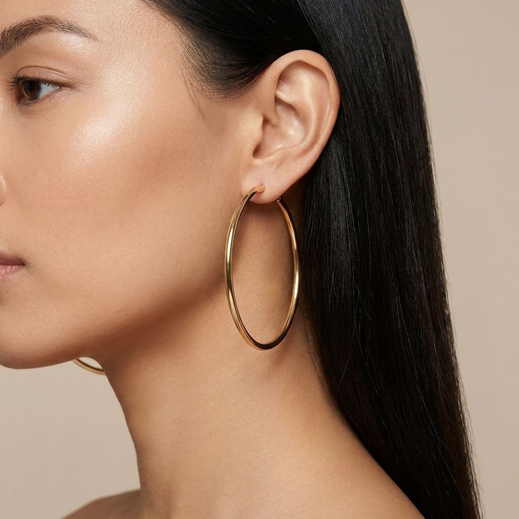 Women’s-gold-tone hoop earrings with minimalist thin circular design and latch-back closure