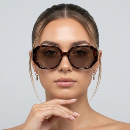 Women’s-oversized-round-tortoiseshell-sunglasses-with-brown-gradient-tinted-lenses