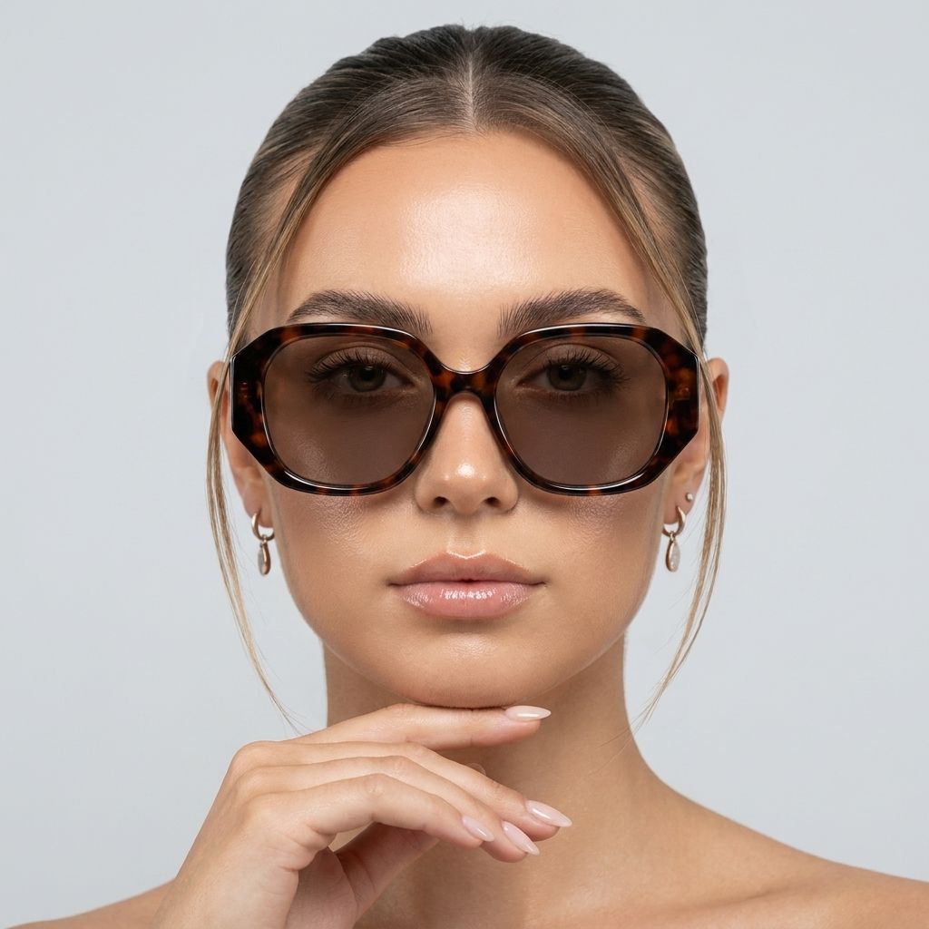 Women’s-oversized-round-tortoiseshell-sunglasses-with-brown-gradient-tinted-lenses