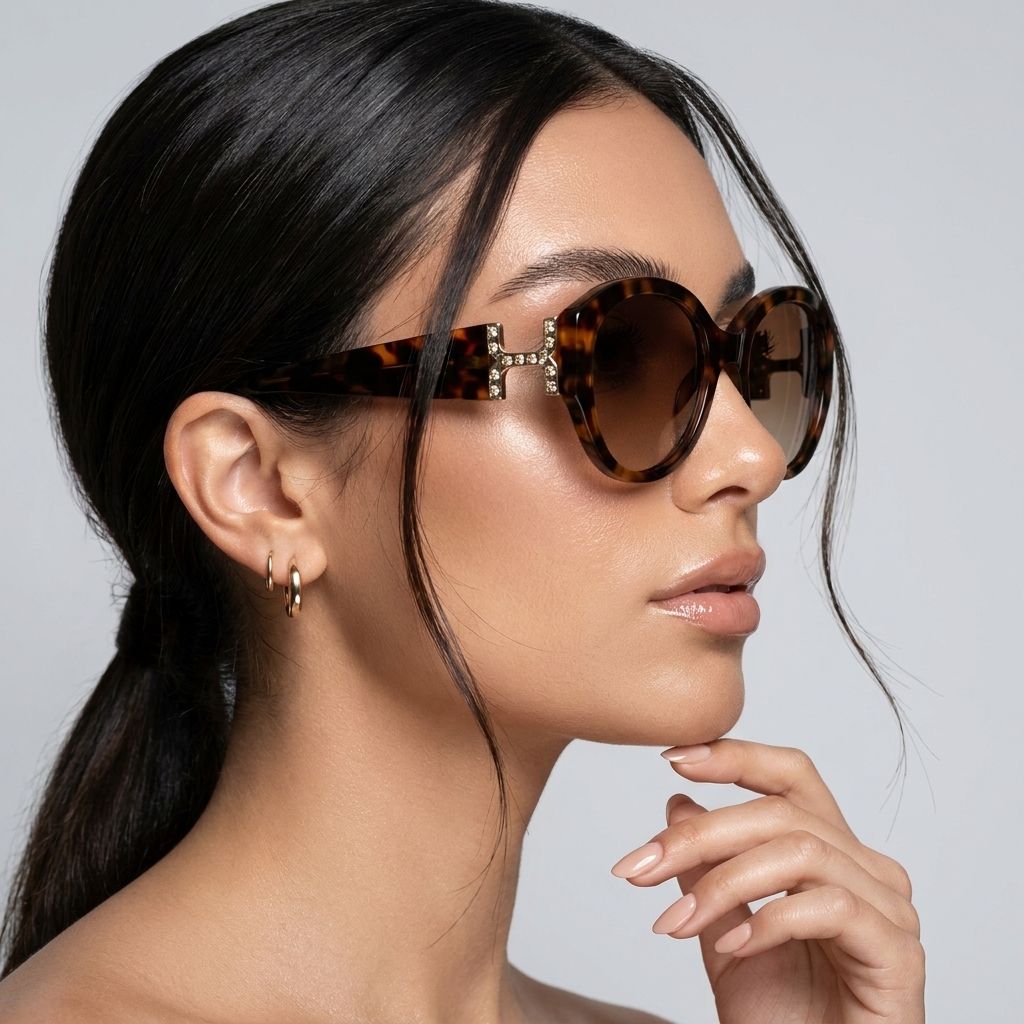 Women’s-oversized-round-tortoiseshell-sunglasses-with-brown-gradient-tinted-lenses