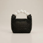 Black-beaded-mini-handbag-with-white-pearl-top-handle-structured-evening-bag