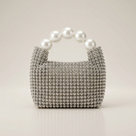 Silver-beaded-mini-handbag-with-white-pearl-top-handle-structured-evening-bag