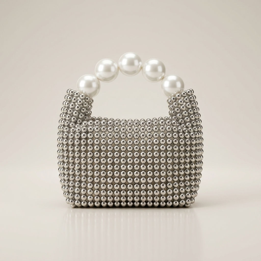 Silver-beaded-mini-handbag-with-white-pearl-top-handle-structured-evening-bag