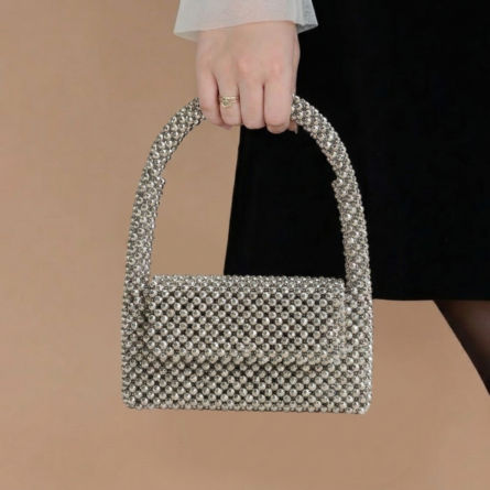 White-crystal-beaded-mini-handbag-with-top-handle-structured-evening-bag