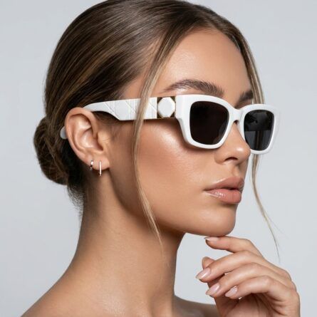 Women’s-white-narrow-cat-eye-sunglasses-with-dark-tinted-lenses-and-retro-frame-design