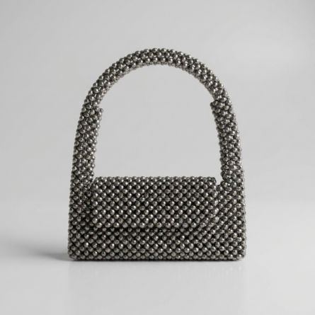 Silver-beaded-mini-handbag-with-top-handle-structured-evening-bag