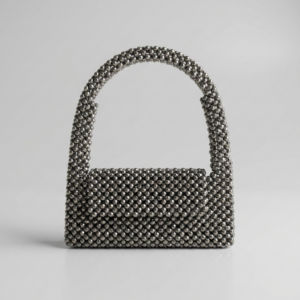 Silver-beaded-mini-handbag-with-top-handle-structured-evening-bag