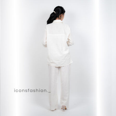 Women’s-white-minimal-co-ord-set-with-collared-shirt-and-straight-pants