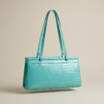 Turquoise-structured-shoulder-bag-with-croc-texture-and-long-straps
