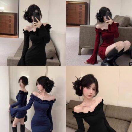 Elegant Off-Shoulder Ruffle Mini Dress - Image 5