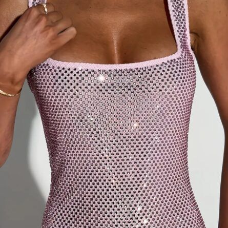 Premium Shimmering Rhinestone Mesh Maxi Dress - Image 6