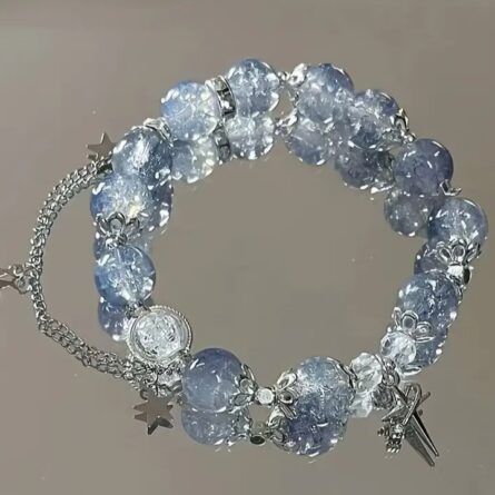 Celestial Blue Crackle Bead Bracelet - Image 4