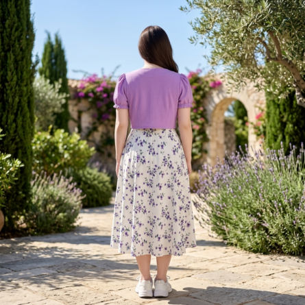 Floral Midi Dress with Purple Bolero Set - Image 4