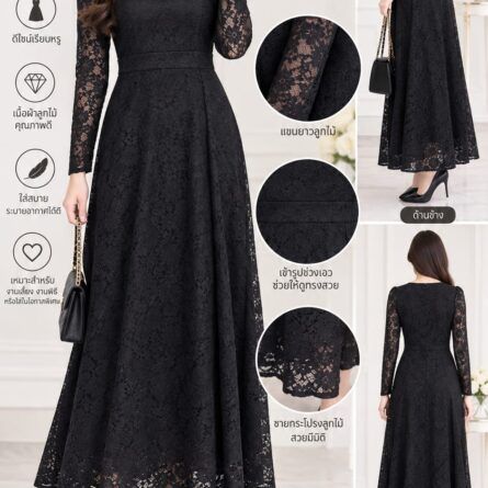 Elegant Long Lace Dress - Premium Maxi Dress for Parties, Formal Events, and Work - Image 4