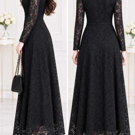 Elegant Long Lace Dress - Premium Maxi Dress for Parties, Formal Events, and Work - Image 3