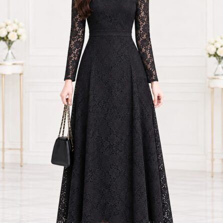 Elegant Long Lace Dress - Premium Maxi Dress for Parties, Formal Events, and Work