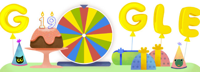 Doodle con el cual Google conmemoró sus 19 años de vida.