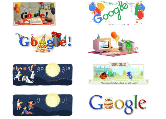 Selección de doodles de google por los 19 años del buscador