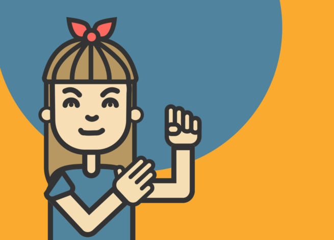 Mujer levantando el brazo en señal de las mujeres puede "We can do it".