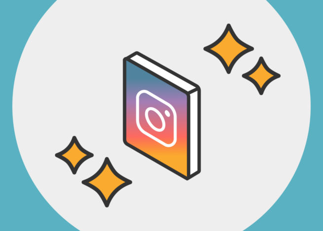 Instagram al rededor de unas chispas de brillo.