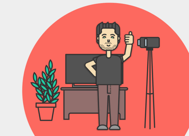 Max Villegas nos muestra más del Canal de Youtube IDA, junto a su cámara y la televisión.