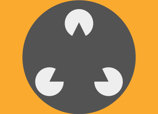 Varias figuras dentro de un círculo, provocan que apliquemos la Ley de Prägnanz.