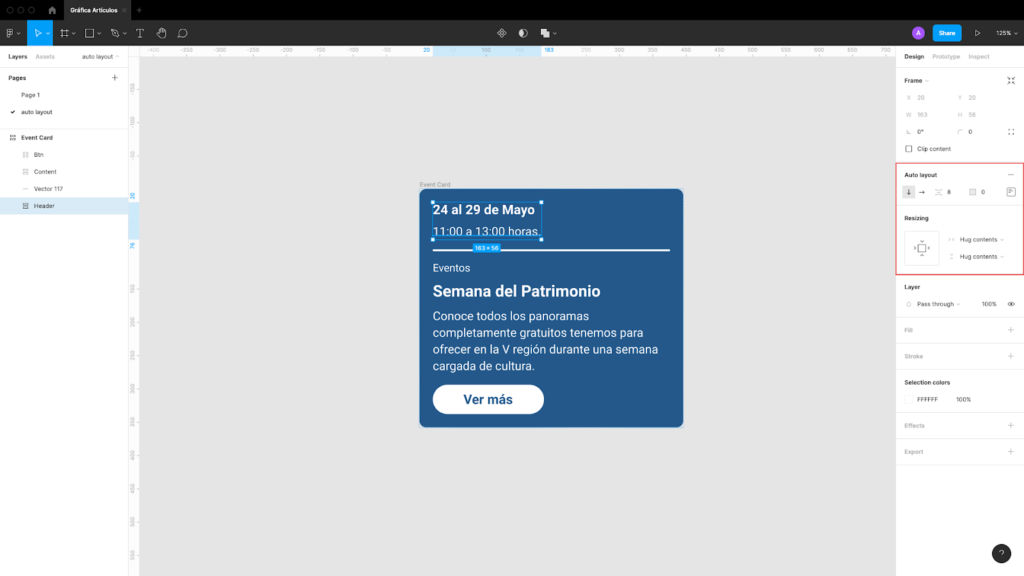 Demostración del auto layout en Figma.