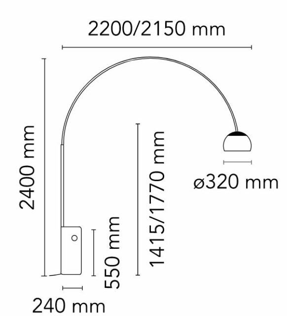 Foto eines detaillierten technischen Datenblatts für ein Beleuchtungsprodukt von Flos, einem führenden Hersteller von hochwertigen Lampen