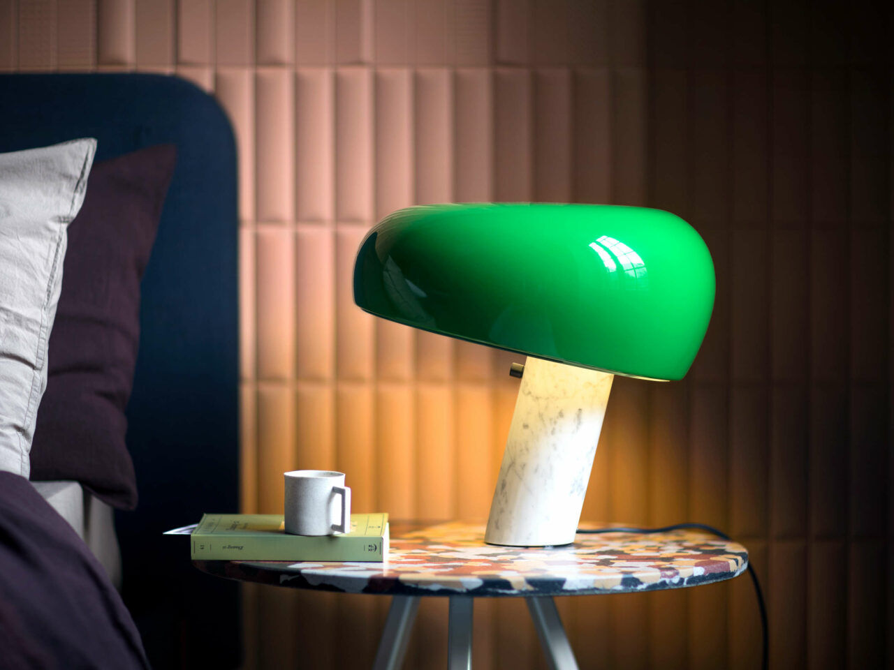 Snoopy floor lamp designed by Achille Castiglioni and proposed by Peverelli