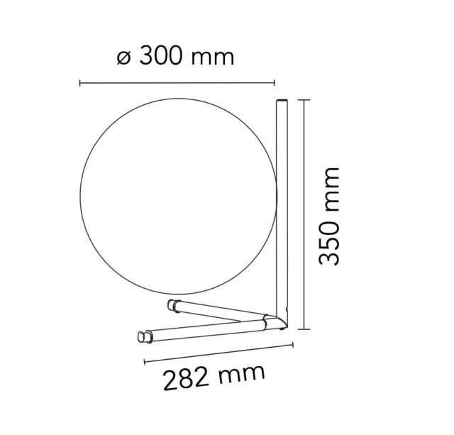 This photo represents the data sheet of the Flos lamp