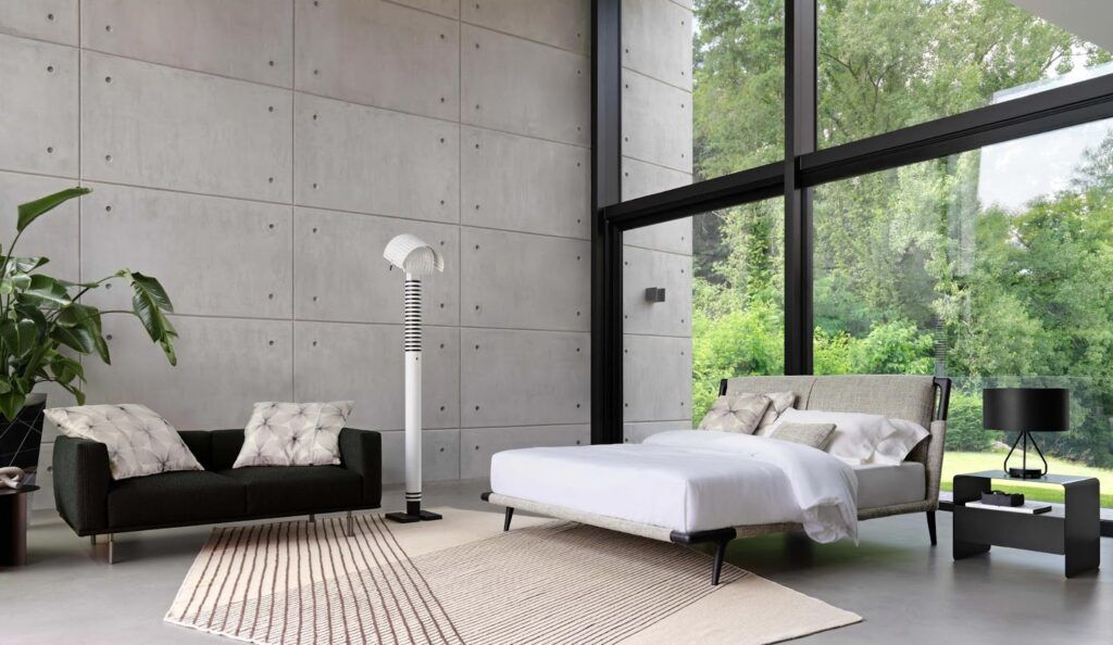 Gaudì Design-Doppelbett, hergestellt von Flou, vorgeschlagen von Peverelli