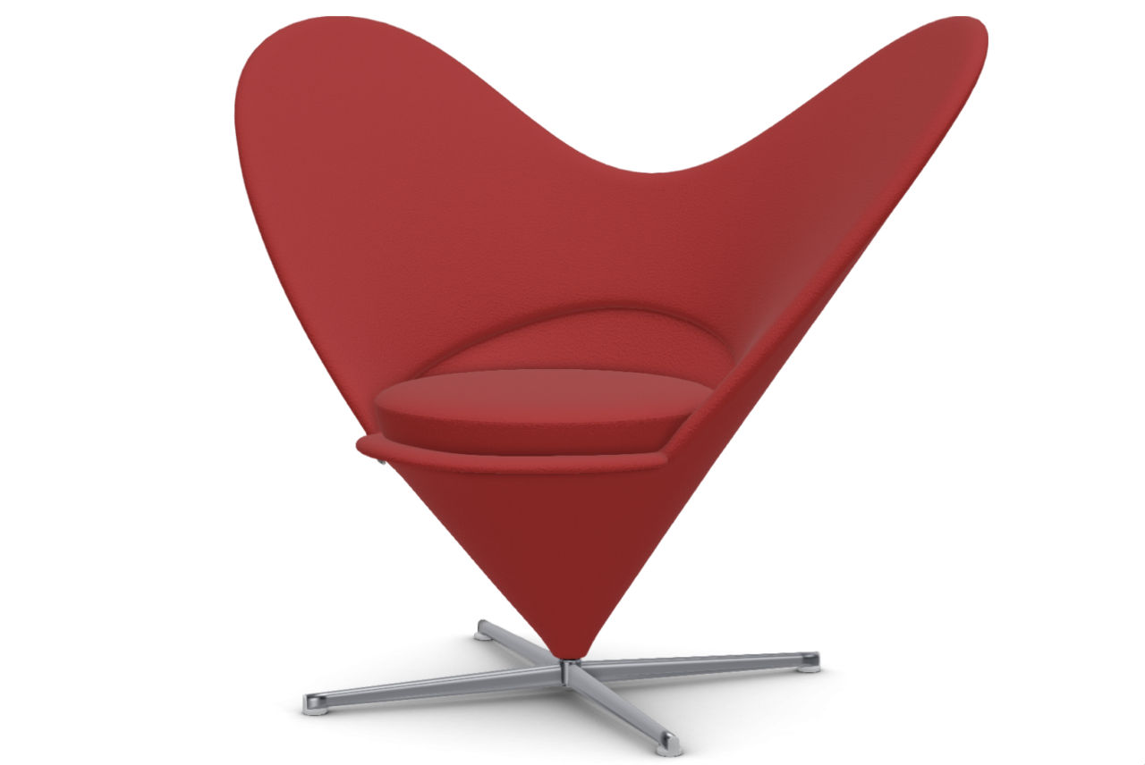 Heart Cone Chair è una poltroncina da salotto progettata da Verner Panton proposta da Peverelli