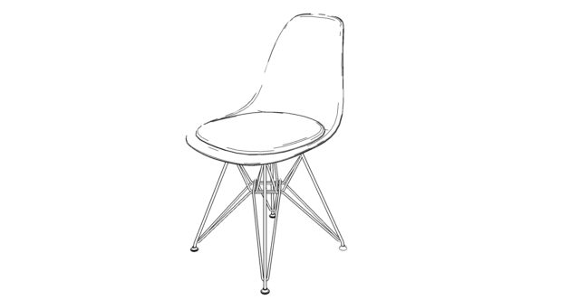 Kunststoffstuhl DSR mit Vitra Kissen präsentiert von Peverelli in 3D