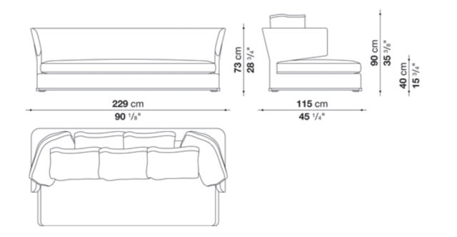 This photo shows the technical specifications of a piece of furniture