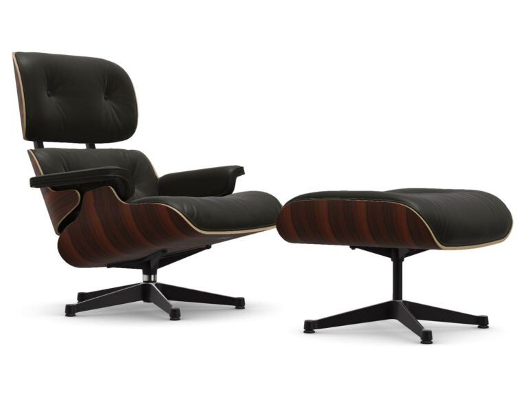 Lounge Chair & Ottoman armchairs designed by Charles & Ray Eames and offered by Peverelli