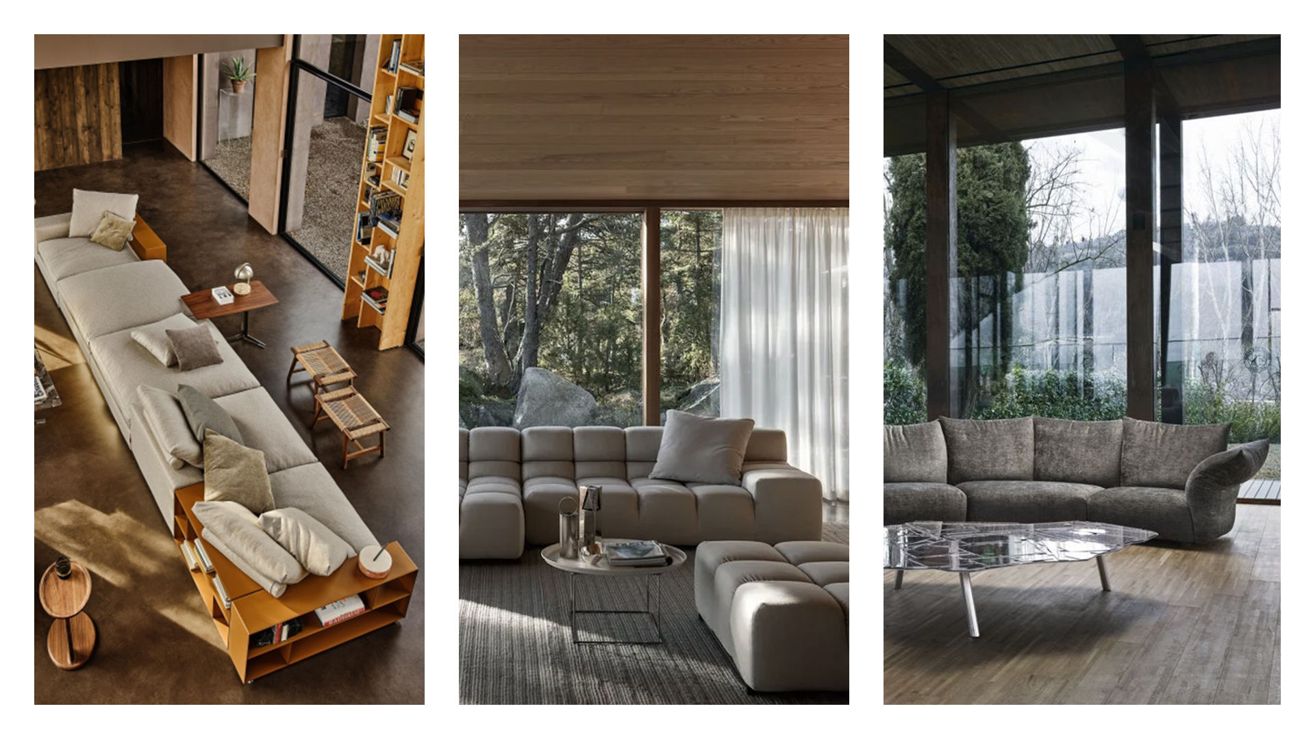 This photo shows different types of modern furniture proposed by Peverelli