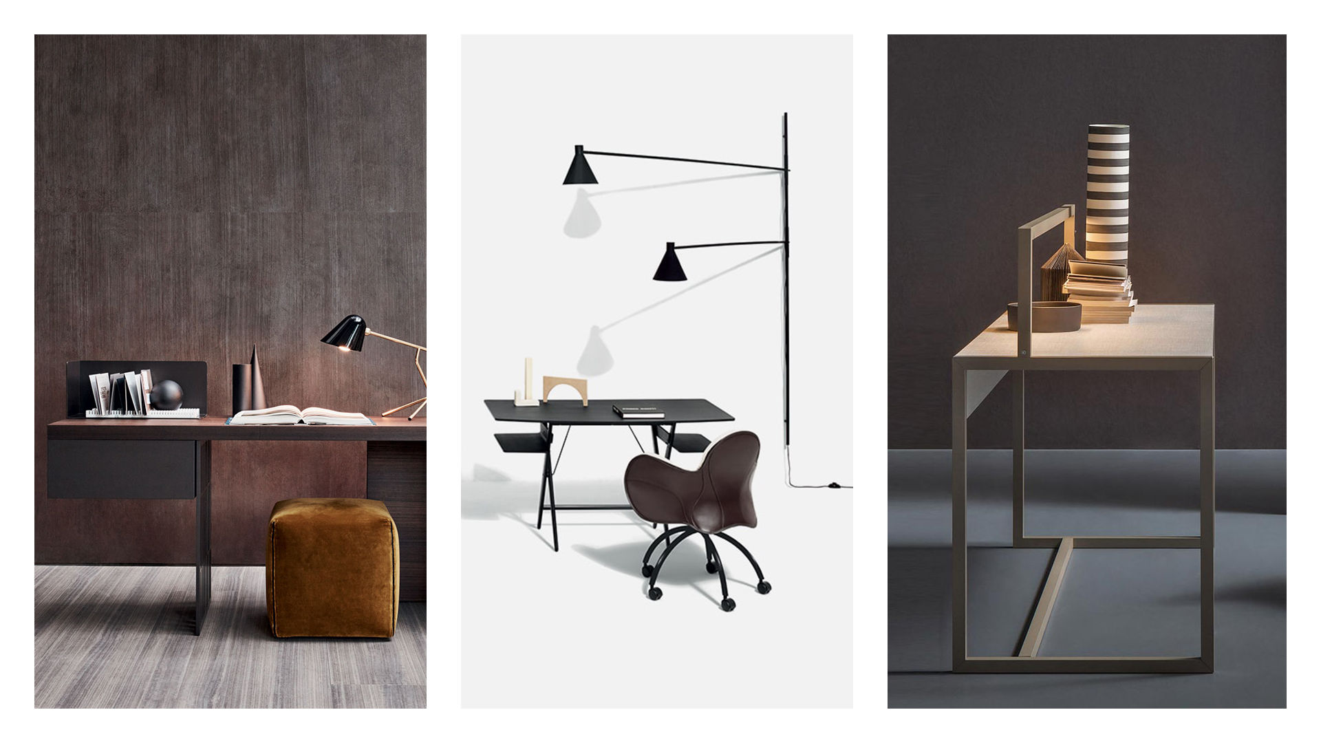 Moderno home office notturno con lampada da tavolo mockup per