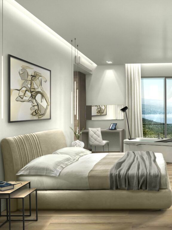 This photo shows different types of modern furniture proposed by Peverelli