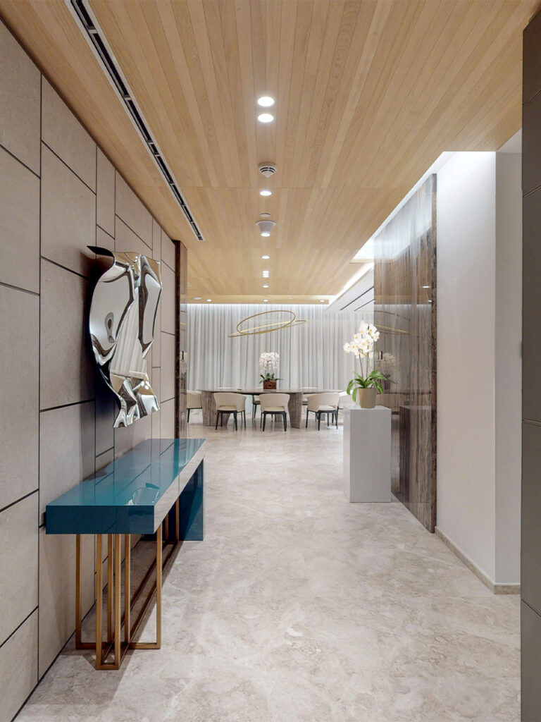 This photo describes modern furniture designed for a Peverelli project
