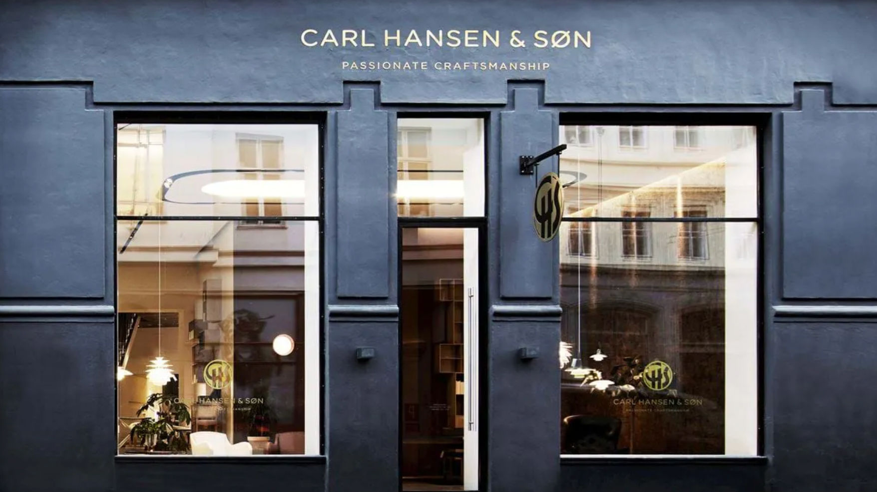 Photo of the interior of the showroom of Carl Hansen, a company specialising in the production of designer furniture since 1908.