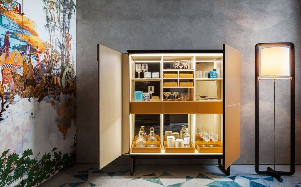 This photo shows the Fidelio tall cabinet by Poltrona Frau