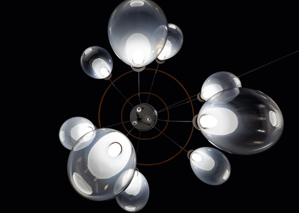 This photo shows the Soffi Chandelier lamp by Poltrona Frau