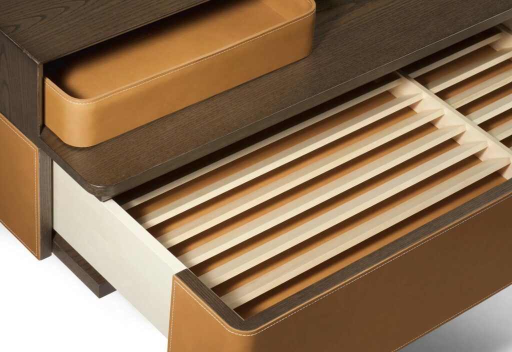 This photo shows the Fidelio sideboard by Poltrona Frau