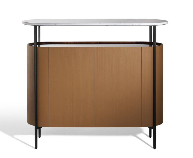 This photo shows the tall Mi cabinet by Poltrona Frau