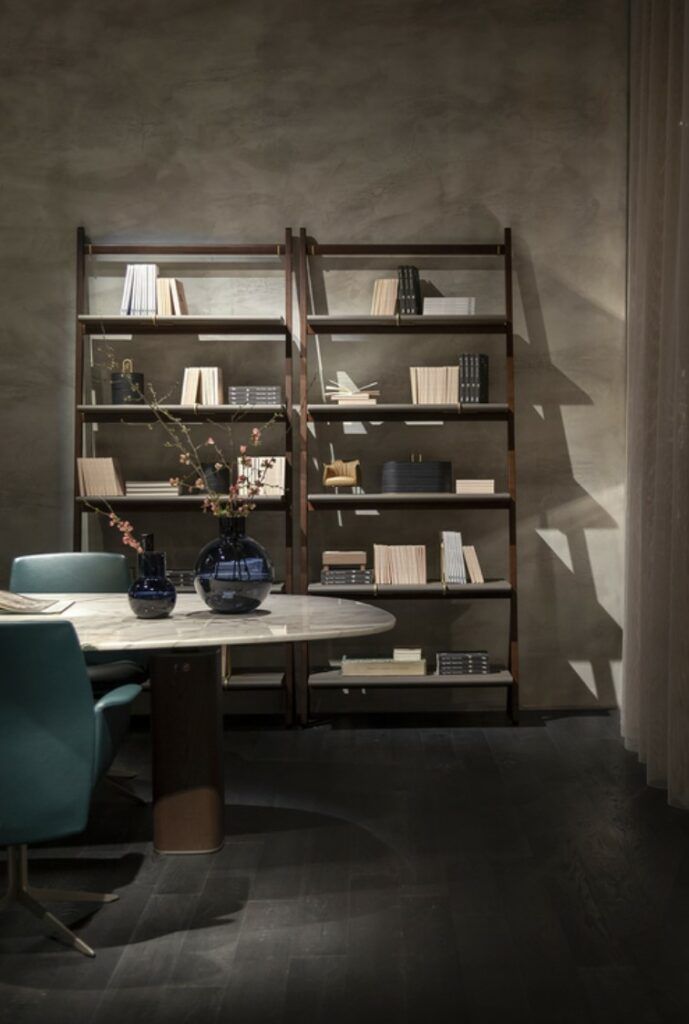 This photo shows the Ren bookcase by Poltrona Frau