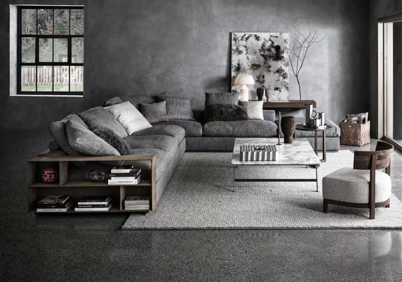 This photo shows the Groundpiece linear sofa by Flexform