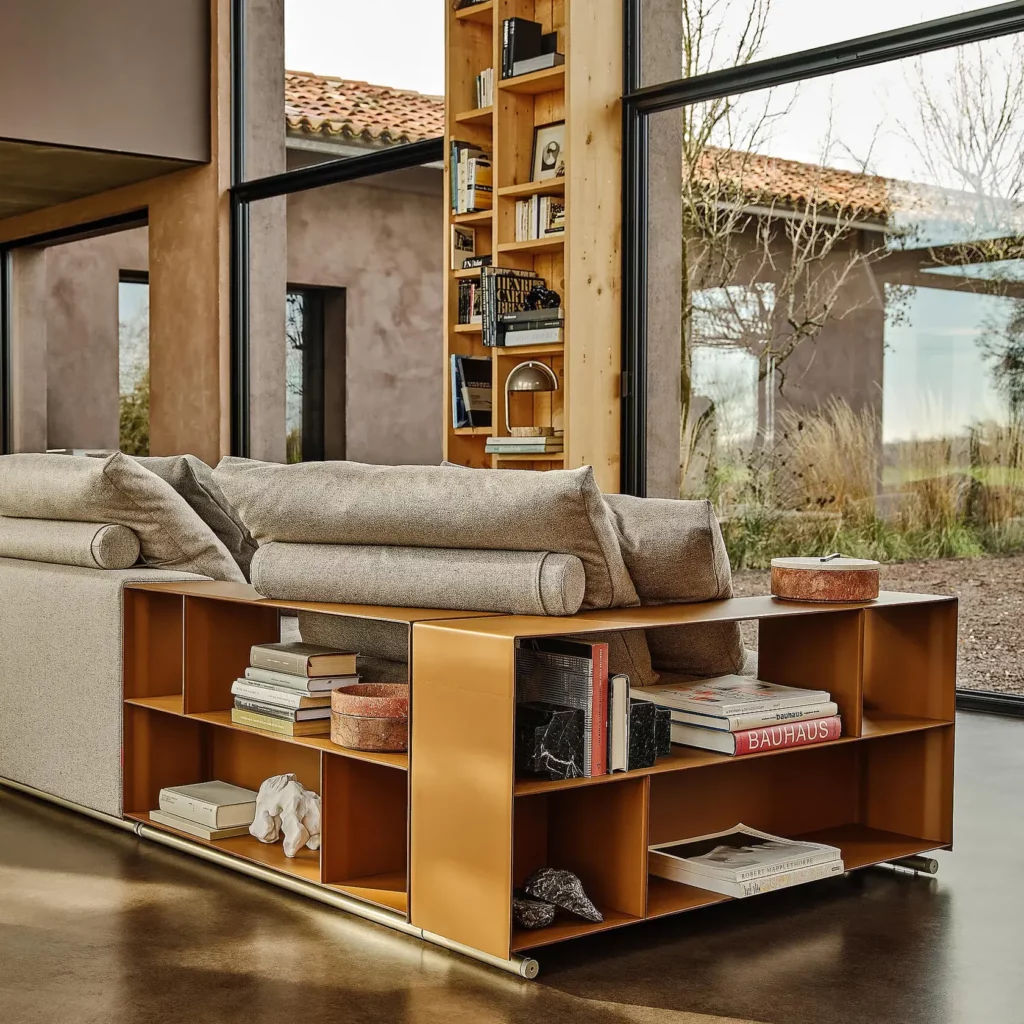 This photo shows the Groundpiece linear sofa by Flexform