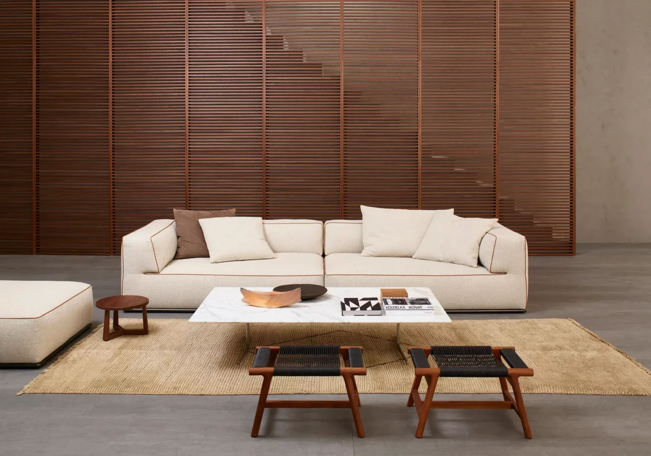 This photo shows the Perry linear sofa by Flexform