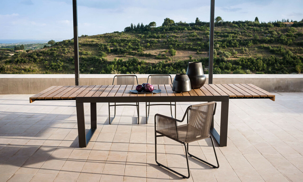 This photo shows the Spinnaker outdoor table by RODA