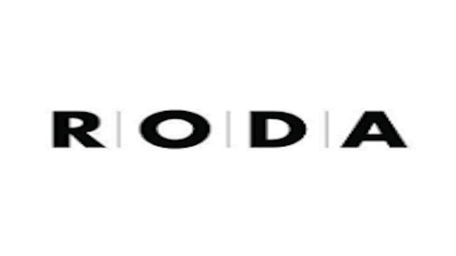 This photo shows the logo of Roda, a brand for outdoor design that is sold by Peverelli Design